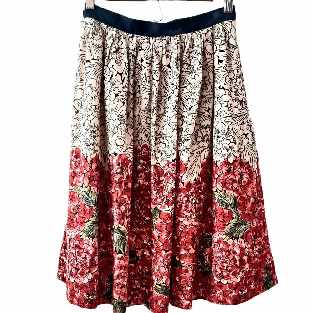 Edme Esyllte Anthropologie Womens Floral Mid Creation Beads Skirt Altered 4 - Picture 2 of 9